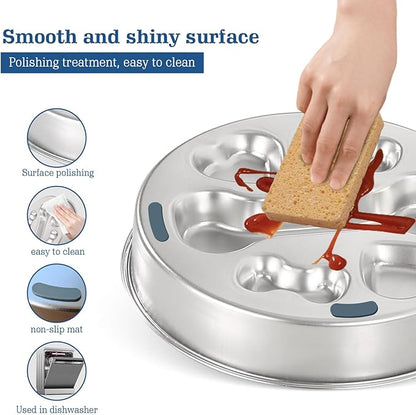 Stainless Steel Slow Feeder Dog Bowls – Non-Slip Metal Dog Bowl for Large & Medium Breeds, Puppy Puzzle Feeder – 2 Cup Capacity for Small to Big Pets – Durable Slow Feed Dog & Cat Food Dish with Mat