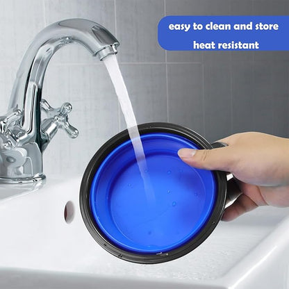 3 Pack Collapsible Dog Bowl Travel Portable Pet Bowls [20oz,600ml],Expandable Foldable Food Water Feeding Dishes for Traveling Hiking Walking,with Carabiners [Black,Blue,Green]