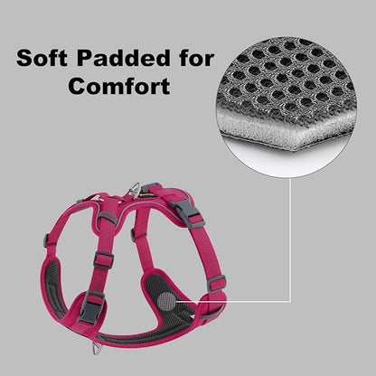 Plutus Pet No Pull Dog Harness, Release at Neck, Soft Padded, Reflective Adjustable Dog Vest Harness for Small, Medium, Large Dogs(Hot Pink, S)