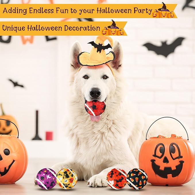 36 Pcs Dog Squeaky Tennis Balls 2.5 Inch Interactive Balls for Small Medium Large Dogs Teething Chew Toys for Throwing Fetch Exercise Playing Outdoor 6 Style(Spider)