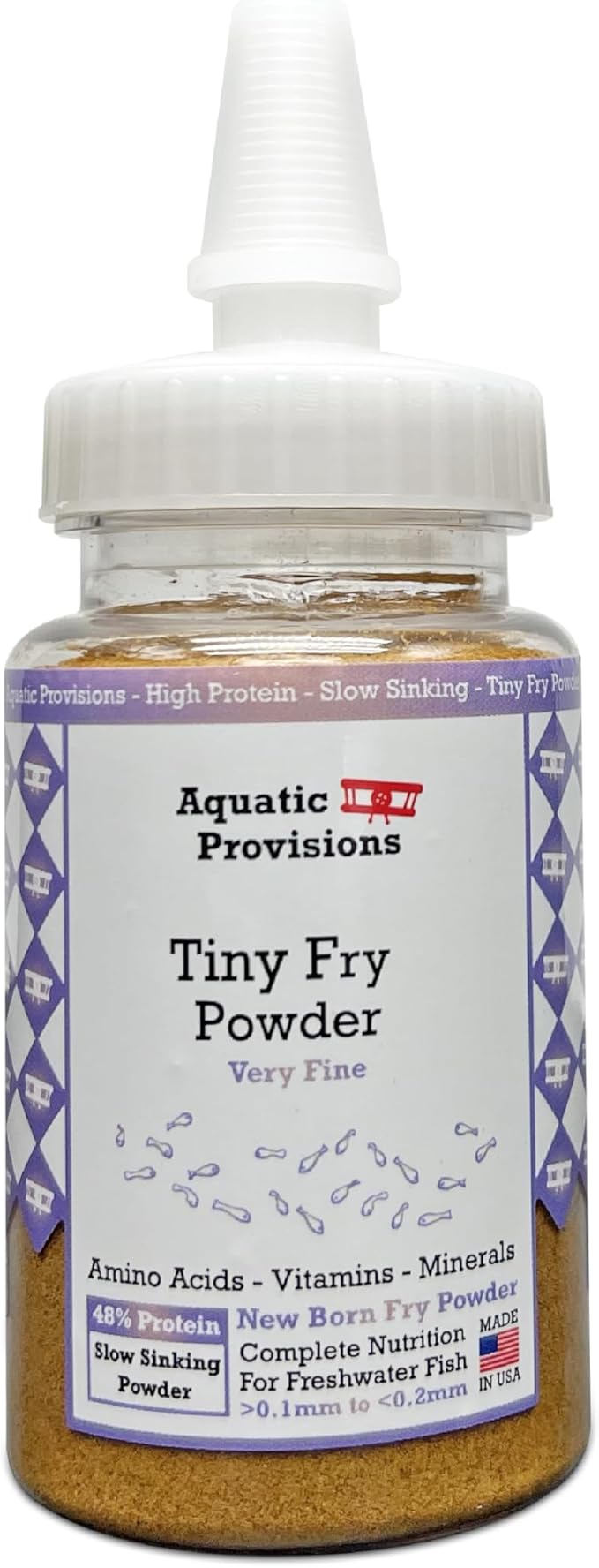 Tiny Fry Fish Food 1.76 oz, Fine Powder for Newborn Aquarium Fish
