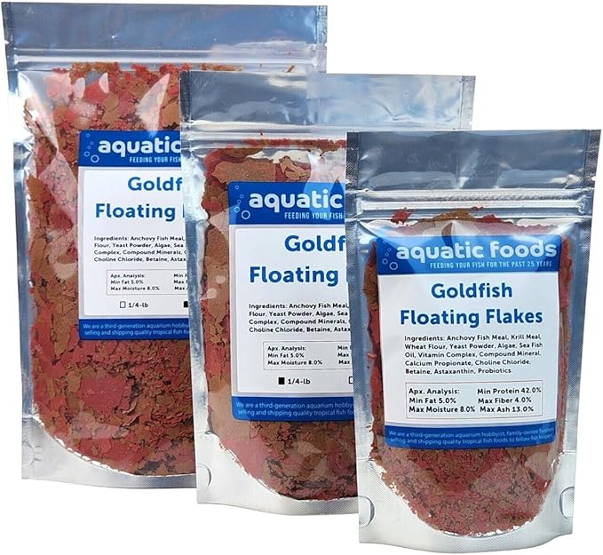 Aquatic Foods Inc. Goldfish Flakes, 42% Protein Color Enhancing and Spirulina Flakes for Aquarium & Pond Goldfish, Koi and All Pond Fish...WL…5-lbs Poly Bag