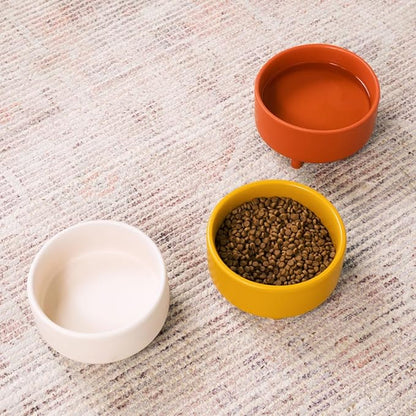 Waggo Uplift Ceramic Dog Bowl for Small Medium and Large Breeds - Heavyweight and Durable Pet Food and Water Dish Crock, Dishwasher Safe, Modern, Elevated Feeder (Buttercream, Small)