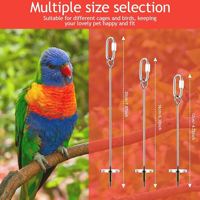 Weewooday 3 Pcs Bird Cage Food Holder Parrot Fruit Vegetable Skewer Stainless Steel Stick Feeder Bird Treats Skewer Parakeet Cockatoo Cockatiel Cage Treating Tool Small Animal Hanging Foraging Toys