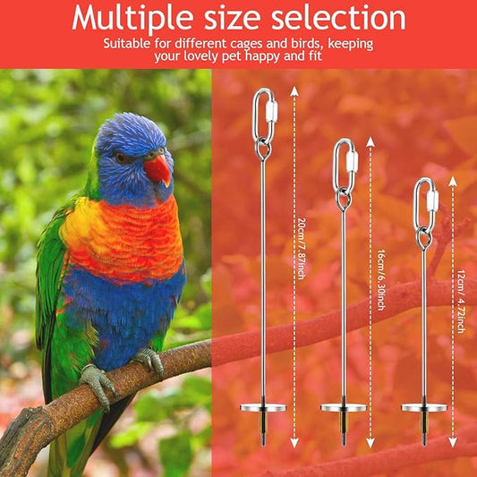 Weewooday 3 Pcs Bird Cage Food Holder Parrot Fruit Vegetable Skewer Stainless Steel Stick Feeder Bird Treats Skewer Parakeet Cockatoo Cockatiel Cage Treating Tool Small Animal Hanging Foraging Toys