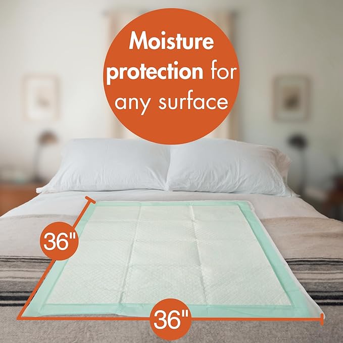 Caring Disposable Underpads, Pet Pee Pads for Potty Training, Heavy Absorbency, 36 x 36 in, 20-Pack