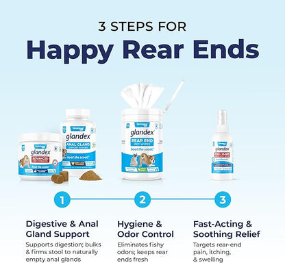 Vetnique Labs Glandex Anal Gland Soft Chew Treats with Pumpkin for Dogs Digestive Enzymes, Probiotics Fiber Supplement for Dogs Boot The Scoot (Peanut Butter Chews, 30 Count)