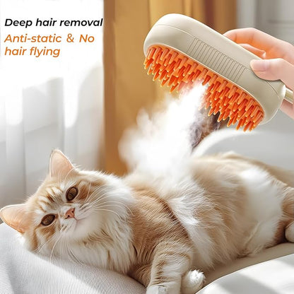 4-in-1 Multi-Functional Pet Hair Removal Tool with Shedding, Cleaning, Massage & Combing Features- Steam Deshedding Brush, Dog Brush for Shedding and Cat Brushes for Indoor Cats -Orange