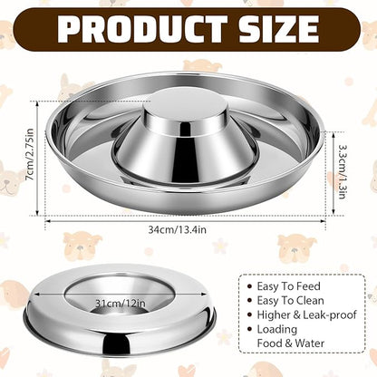 Zopeal 6 Pcs Stainless Steel Puppy Bowls 13.4'' Puppy Feeder Dog Water Food Feeding Bowl for Multiple Weaning Small Dogs Cats, Pet Eating at The Same Time, Cylinder Style