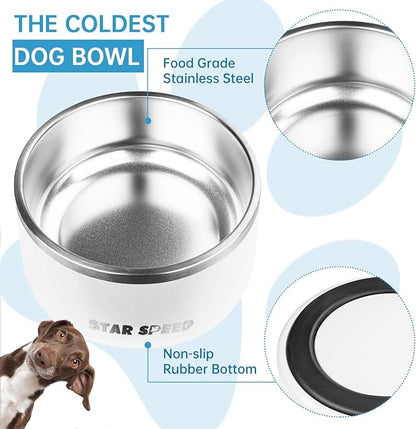 100oz Large Stainless Steel Dog Bowl. Extra Large Water Bowls for Large Dogs with Rubber Bottom, Drop Resistant and Durable, Keeps Cold, Fits Different Size Big Dog Food Bowls.(100 OZ, White)