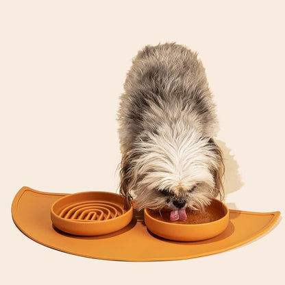 The Slowdown Bowl Silicone Slow Feeder for Cats & Dogs, Slow Eating Mealtime Solution with Modern Lick Mat Design, Reduces Gulping, Fits 1 Cup 6” Across x 1.25” Tall, Small-Sage