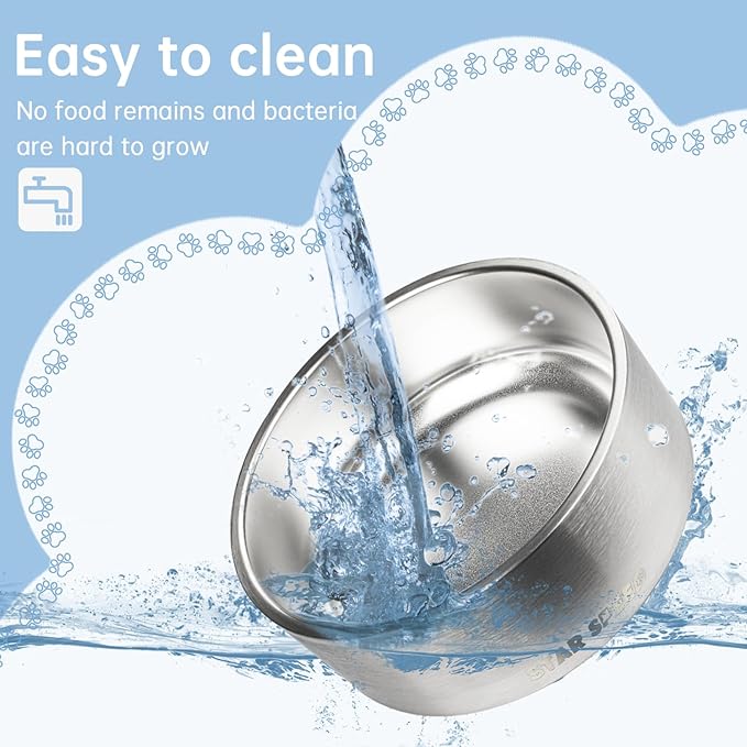 StarSpeed 42oz Stainless Steel Dog Bowls with Rubber Bottom Non-Slip Double Wall Metal Outdoor Dog Food and Water Bowls Weighted Insulated Pet Feeding Bowl for Small,Medium Sized Dogs or Cats