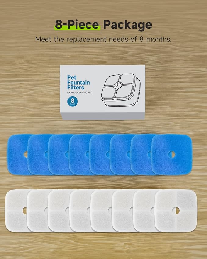 Dog Water Fountain 8 Pack Filters, 9L/2.4 Gallon Pet Fountain, Ultra Quiet