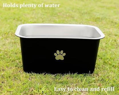 2.5 Gallons 40 Cup Non Slip Stainless Steel Large Dog Water Bowls, Outdoor Metal Dog Bowls Extra Large Breed, High Capacity Water Bowl for Big Giant Huge Dogs, Black