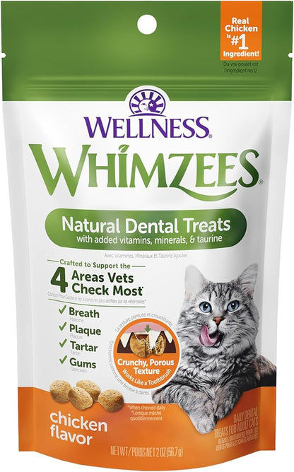 WHIMZEES Wellness Cat Dental Treats, Natural Chews, Chicken Flavor, (2 Ounce Bag)