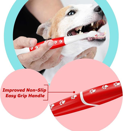 Pet Toothbrush for Dogs, Cats with Soft Bristles - Easy Teeth Cleaning & Dental Care, Non Slip Dual Head Dog Toothbrush for Medium & Large Pets, Toothpaste Not Included, Pack of 2