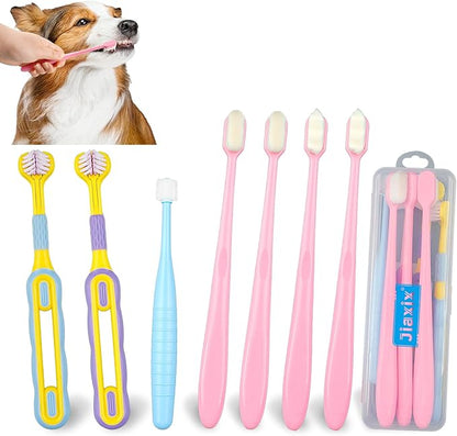 7 Pack Dog Toothbrush Kit,360º Pet Toothbrush Soft Nano Bristles Tooth Brush for Cat Dog Puppy Kitten Dental Care, Oral Hygiene
