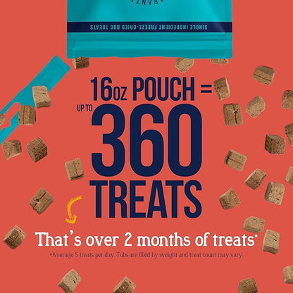 Stewart Single Ingredient Freeze Dried Raw Dog Treats, Beef Liver, 16 Ounce Value Size, Approx. 360 Pieces per Resealable Pouch, Training Treats or Meal Topper, High Protein, Grain Free, Gluten Free