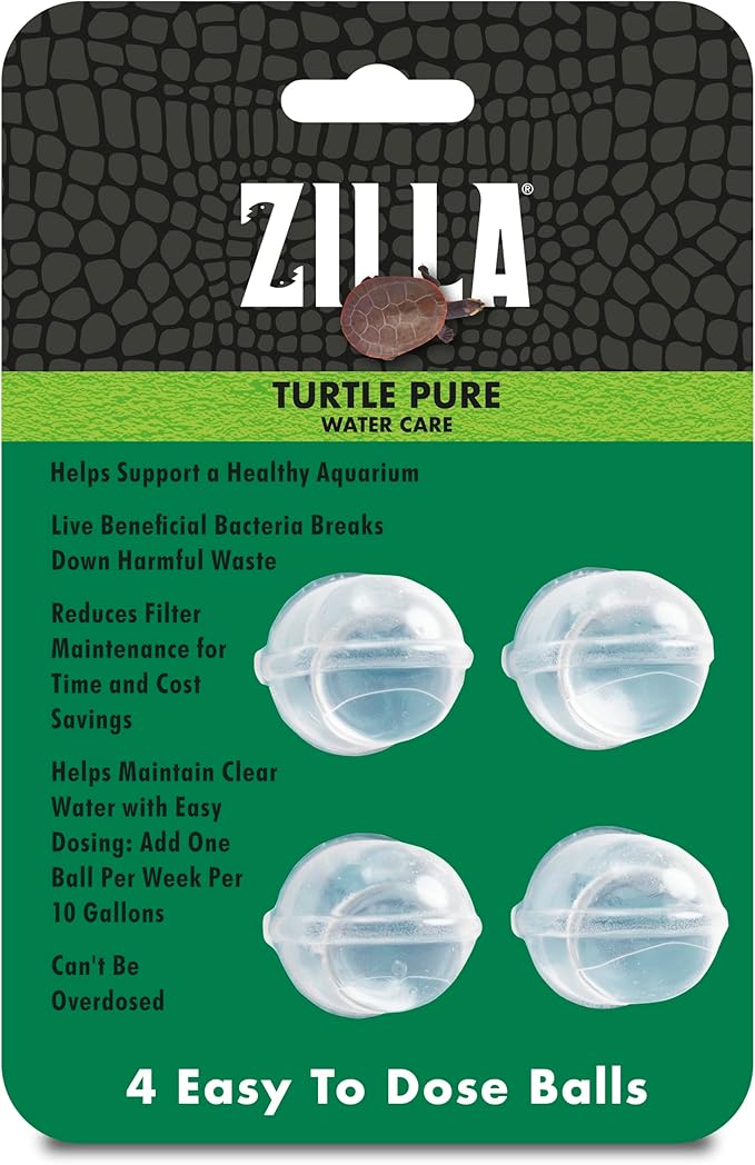Zilla Pet Turtle Pure, Water Care, Removes Sludge for a Balanced Aquatic Environment, Treats up to 10 Gallons