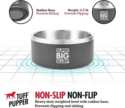 Tuff Pupper 100 oz Heavy Duty Insulated Stainless Steel Dog Bowl for Large Dogs, Non-Slip Base, Dishwasher Safe
