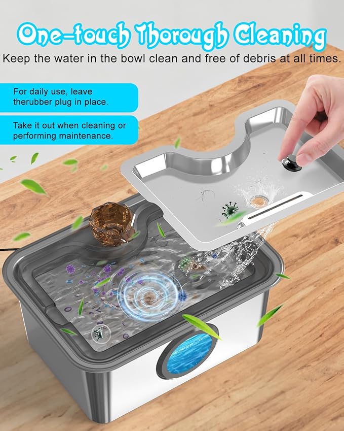 Dog Water Fountain for Large Dogs Stainless Steel 3 Gallon Big Pet Drinking Fountain with Filter, Electric Cat Watering Dispenser with Large-Filtration Area & Deeper Drinking Super Quiet