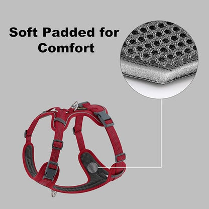 Plutus Pet No Pull Dog Harness, Release at Neck, Soft Padded, Reflective Adjustable Dog Vest Harness for Small, Medium, Large Dogs(Red, M)