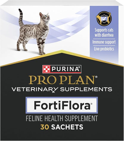 Purina Pro Plan Veterinary Supplements FortiFlora Probiotics for Cats for Digestive Gut Health and Diarrhea - 30 ct. Box