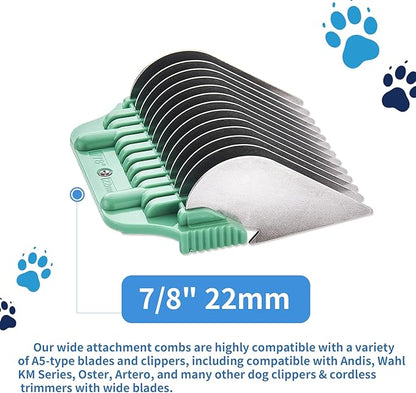 22MM 7/8Inch Pet Grooming Clipper Attachment Guard Comb, for Wide A5 Blades, Compatible with Andis, Conair, Wahl, Laube, Thrive, Bucchelli, or other A5 Series, Only Fit for 10W/15W/30W Wide Blade