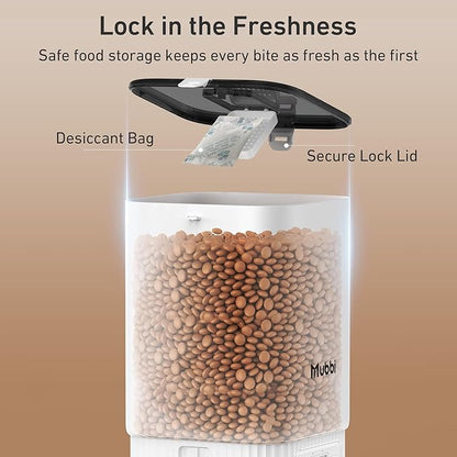 Automatic Cat Feeders, 7L/29 Cups Automatic Dog Feeder with Desiccant Bag, 1-6 Meals Ideal for 2-15mm Dry Food, Suitble for Multiple Pets, Dual Power Supply, Detachable Washable