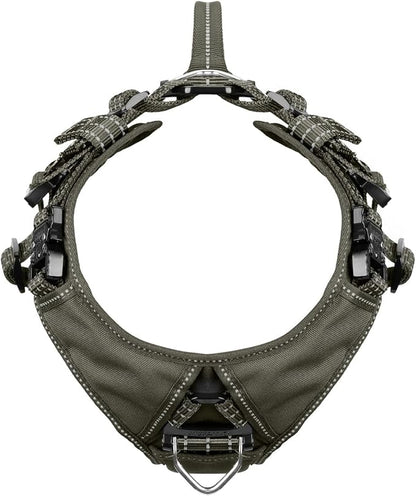 ICEFANG Dog Strap Harness with 4 x Metal Buckles,for Medium Sized Dog,K9 Vest,Y-Shape Chest,Adjustable Pet Harness,No-Pull Front Leash Clip (Medium (Pack of 1), Green)