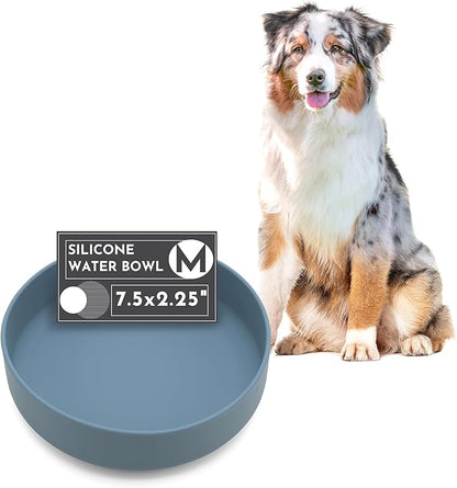 The Perfect Dish No-Spill Dog Water Bowl, Less Mess Non-Tippable Water & Food Bowl, Pure Silicone with Suction Cup, Fits 5 Cups 7.5" Across x 2.25" Tall, Ideal for All Pets, Medium-Ocean