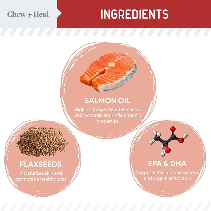 Best Itchy Skin Relief for Dogs -360 Soft Chew Omega Treats for Skin and Coat -Salmon Oil Blend of Fatty Acids, Omega 3, 6, Vitamins, Antioxidants -Made in USA (2 Packs of 180, Bacon Flavor)