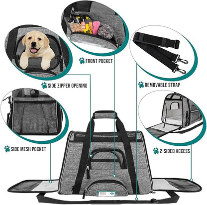PetAmi Airline Approved Pet Carrier for Cat, Soft Sided Dog Carrier for Small Dog, Cat Travel Supplies Accessories Indoor Cat, Ventilated Pet Carrying Bag Medium Large Kitten Puppy, Small Heather Gray