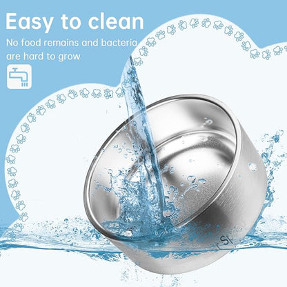 StarSpeed Stainless Steel Dog Bowl. Dog Water Bowls for Large Dogs with Rubber Bottom, Drop Resistant and Durable, Keeps Cold, Holds 8 Cups of Water, Fits Different Size Dog Bowls. (64oz, Stainless)