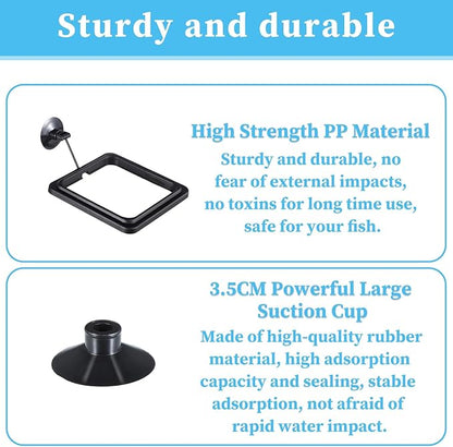 2 Pcs Fish Feeding Feeder Square Betta Feeding Ring Floating Food Feeder with Suction Cup Aquarium Accessories for Goldfish Guppy Small Fish