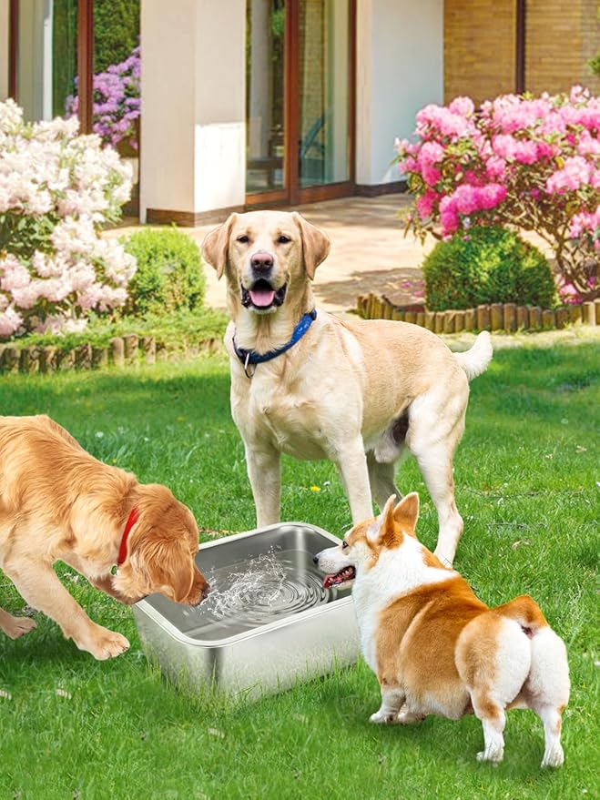 3 Gallons Extra Large Dog Bowls - Durable Food Grade Stainless Steel Dog Water and Food Bowl No Spilling, High Capacity for Large Breed Dogs Indoor Outdoor