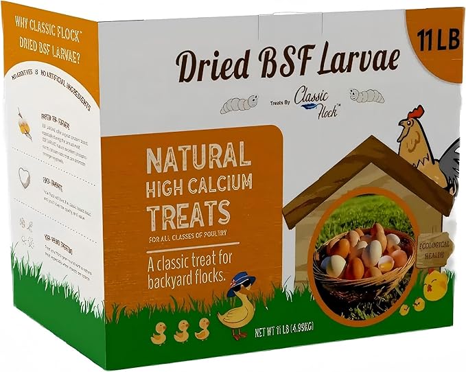 11 lb Black Soldier Fly Larva - BSFL is a high Calc-Rich Chicken Feed with More Calcium Than mealworms.It is a Pure Natural Food That Provides high Protein for Chickens and Birds