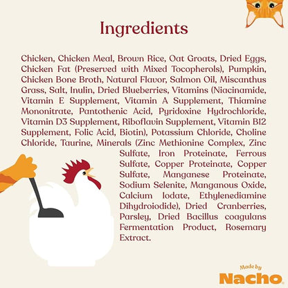 Made by Nacho Dry Cat Kibble 4lb Bag, High Protein and Grain-Friendly Premium Cat Food, Cage-Free Chicken & Pumpkin Recipe, Infused with Bone Broth for Hydration, Limited Ingredients, Single Bag