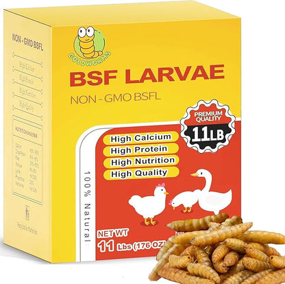 11LB Dried Black Solider Fly Larvae, BSFL is High Protein Chicken Feed with 85x More Calcium Than Dried Mealworms, Poultry Treats, Chickens Love, Birds Love, Hens Love, Ducks Love
