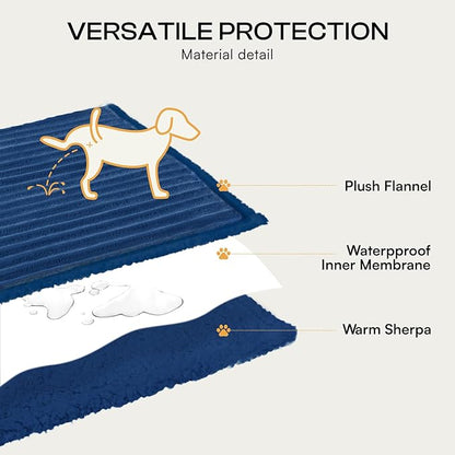 Luciphia Waterproof Dog Blanket for Large Dogs Ultra-Soft Calming Cut Pile Flannel Throw Durable & Warm Furniture Protection for Couch Bed Pet Blanket Machine Washable Deep Navy,L(65''x57'')