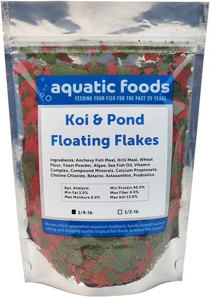 Aquatic Foods Inc. Koi & Pond Fish Krill Flakes. Arctic Krill Flakes which Contain Natural Carotenoids & Astaxanthin That Will Enhance The Vibrant Colors of Fish...WL…1/4-lb Foil Pouch Bag