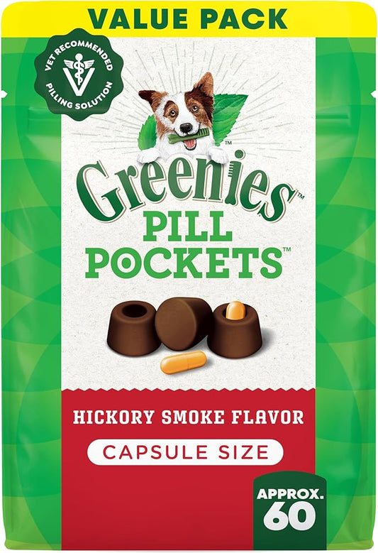 Greenies Pill Pockets for Dogs Large Size, Soft Dog Treats, Hickory Smoke Flavor, 15.8 oz. Pouch (60 Treats)
