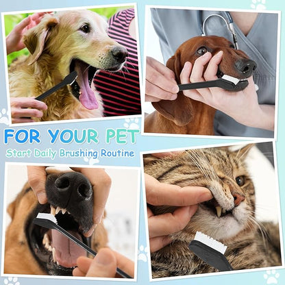 Honeydak Dog Toothbrush Bulk Dual Headed Dental Brushes Dogs Tooth Brushing Kit Long Handle Pet Tooth Brush for Puppy Large Small Cats and Most Pets Teeth Cleaning Dental Supplies(70 Pcs,Black)