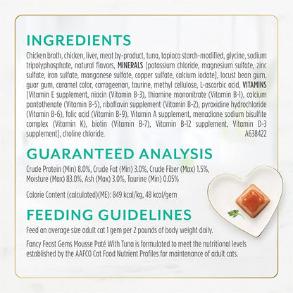 Fancy Feast Gems Pate Cat Food Mousse With Tuna and a Halo of Savory Gravy Cat Food - (Pack of 8) 4 oz. Boxes