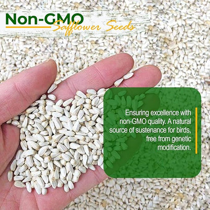 Wildlife Safflower Seed for Wildlife Bird Feeding, Non-GMO and USA Small Farm Grown, 6 lbs
