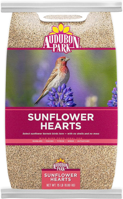 Audubon Park Sunflower Hearts Wild Bird Seed for Outside Feeders, 15-lb. Bag