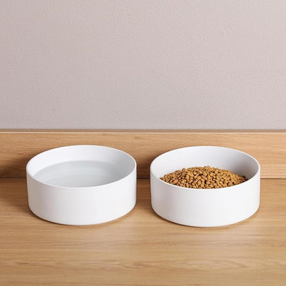 White Dog Bowl Ceramic for Medium Large Breed,Dog Food Water Dish Heavy Weighted, Non Slip Porcelain Extra Large Big 9.4 in Pet Bowl