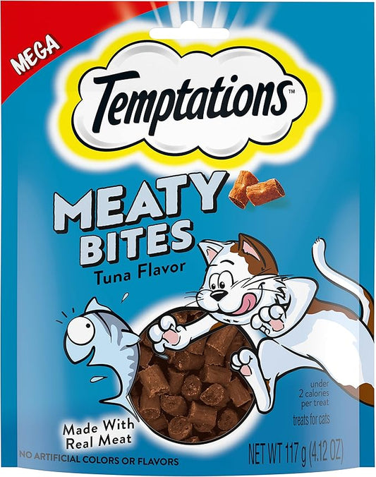 Temptations Meaty Bites Soft and Savory Cat Treats Tuna Flavor, 4.12 oz. Pouch