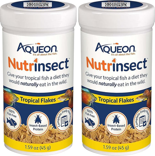 Aqueon Nutrinsect Fish-Free Fish Food, Tropical Flakes, 1.59 oz (Pack of 2)