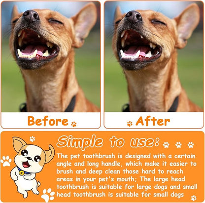 Honeydak Dog Toothbrush Bulk Dual Headed Dental Brushes Dogs Tooth Brushing Kit Long Handle Pet Tooth Brush for Puppy Large Small Cats and Most Pets Teeth Cleaning Dental Supplies(70 Pcs,Colorful)